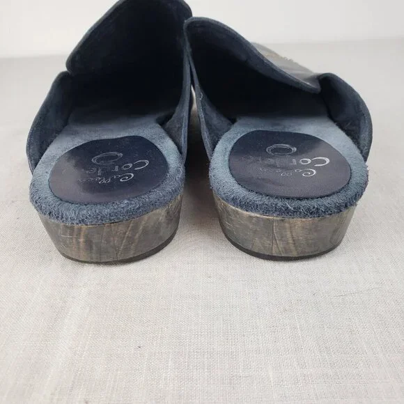 Calleen Cordero Sheira Slides Navy Blue Studded Backless Mule Shoes Size 10 - Picture 8 of 12